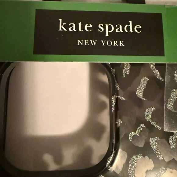 iPhone 16 ProMax Kate spade Phone Case with Silver Glitter Leopard Print NEW - Picture 2 of 5